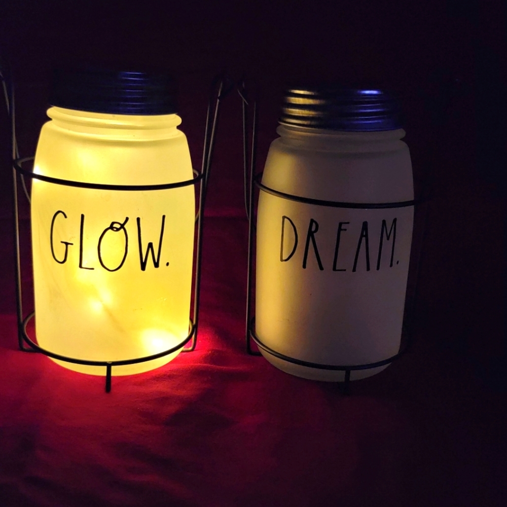🌛🕯🌛🕯NWOT Rae Dunn Frosted Mason jar hanging metal Lanterns🕯🌛🕯🌛 - Picture 2 of 12